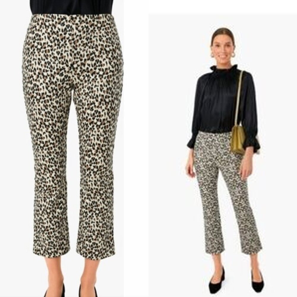 Tuckernuck NEW Leopard Print Ashford Straight Leg Cropped Trouser Pant Size S